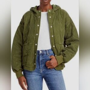 Blank NYC Quilted Green Jacket With Hood, Excellent Condition, Small